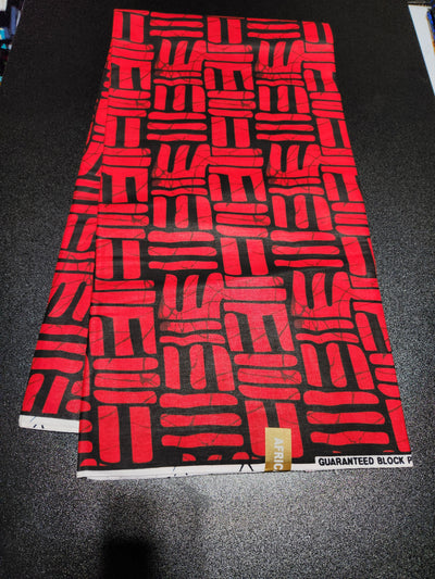 Red and Black Ankara Print Fabric, ACS2053