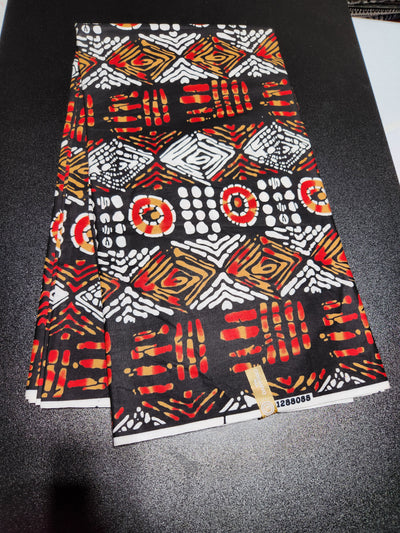 Black and Red Tribal Ankara Print Fabric