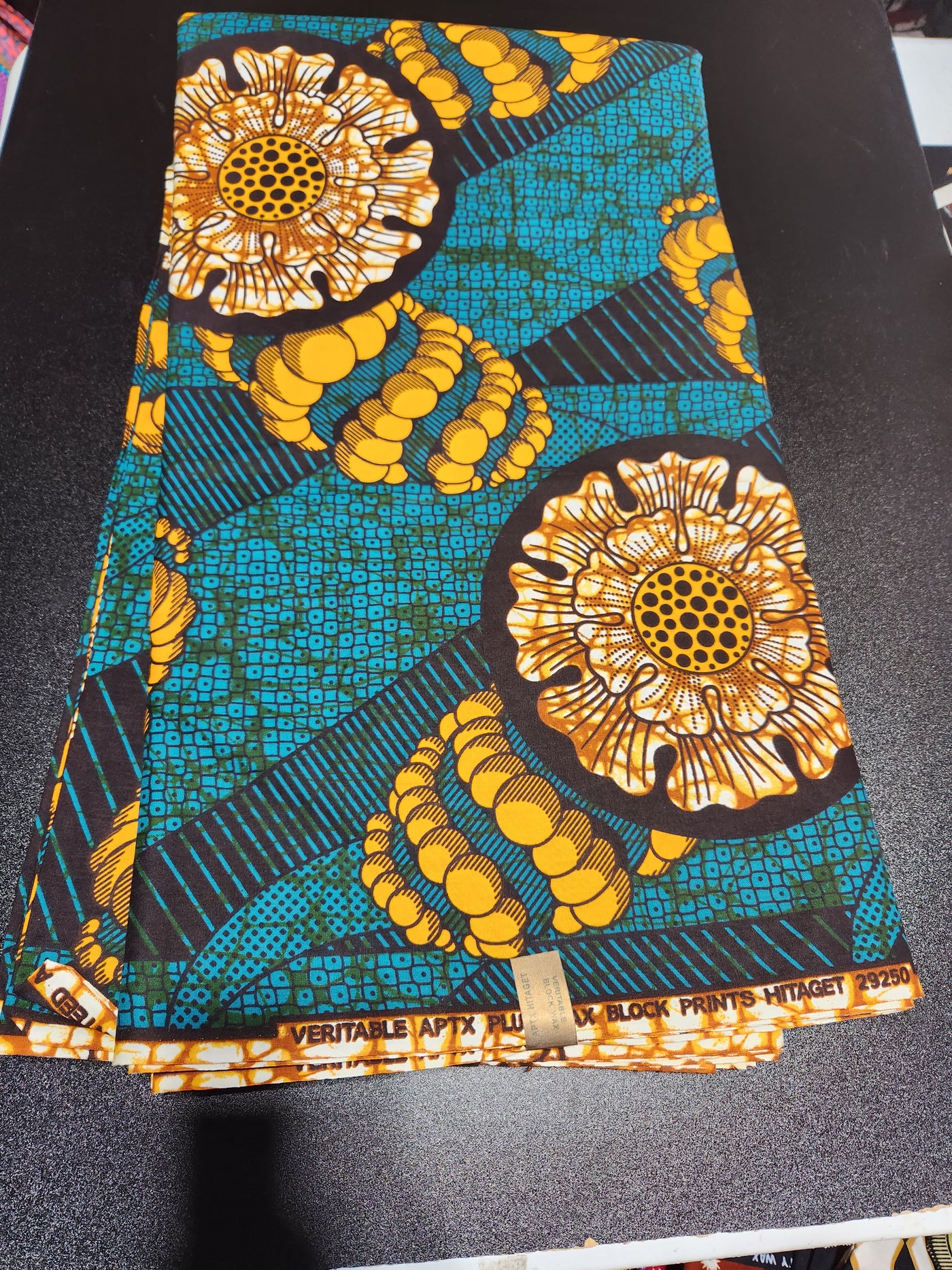 Green and Gold Ankara Print Fabric