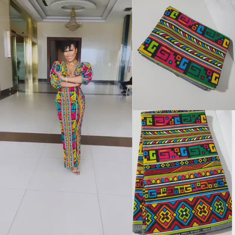 Multicolor Geomtric African Ankara Print Fabric