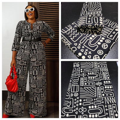 Black Tribal Ankara Print Fabric, ACS2116