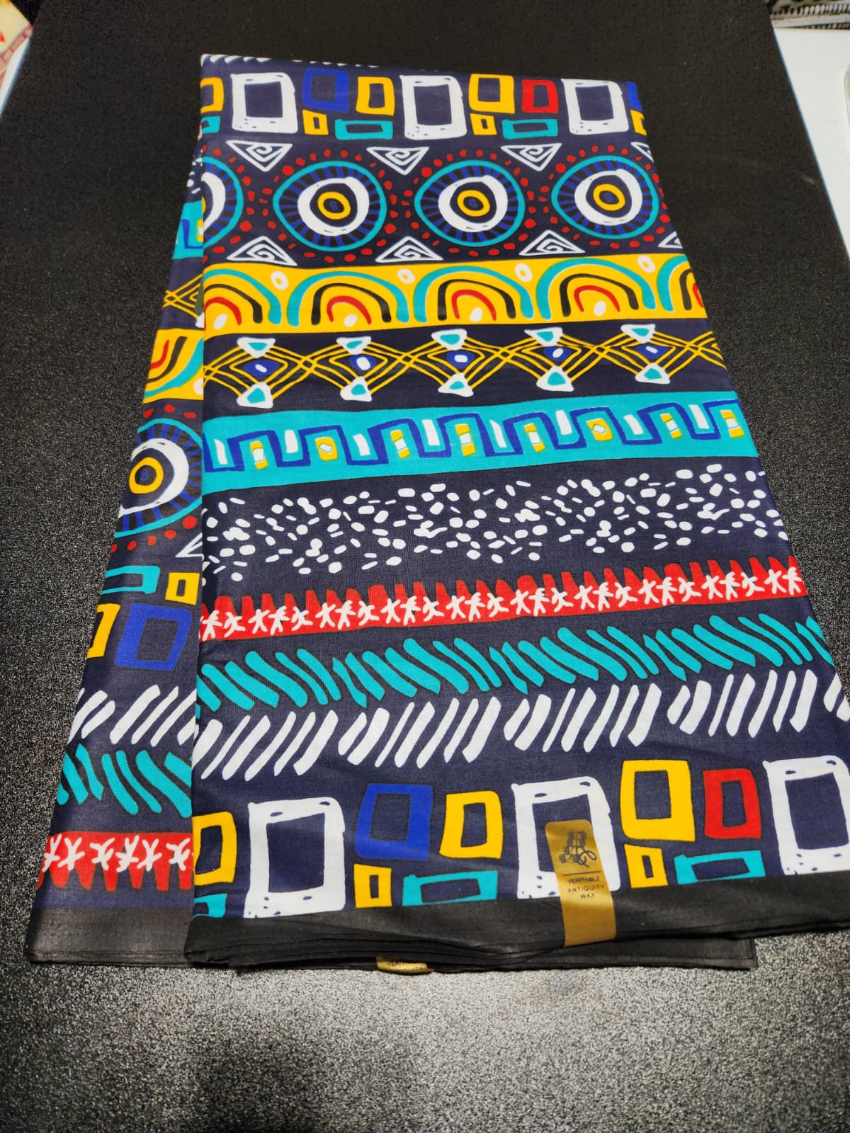 Navy Multicolor Ankara Print Fabric