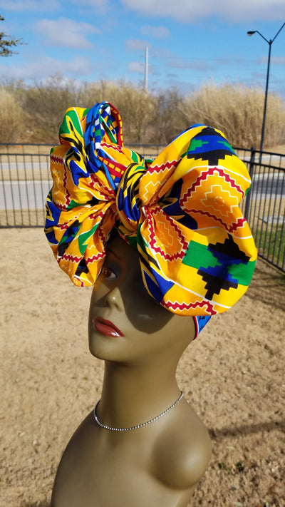 Yellow Kente Ankara Headwrap