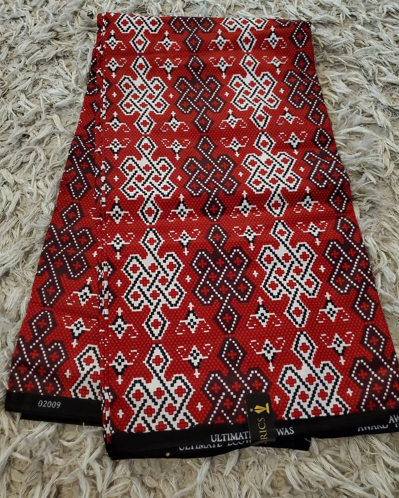 Red and White Multicolor African Ankara Print Fabric