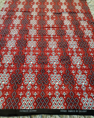 Red and White Multicolor African Ankara Print Fabric