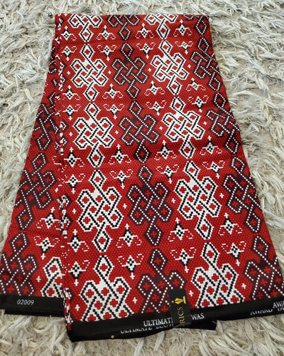 Red and White Multicolor African Ankara Print Fabric