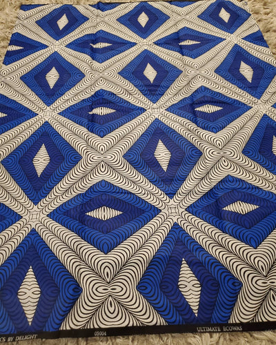 Blue and White Multicolor African Ankara Print Fabric