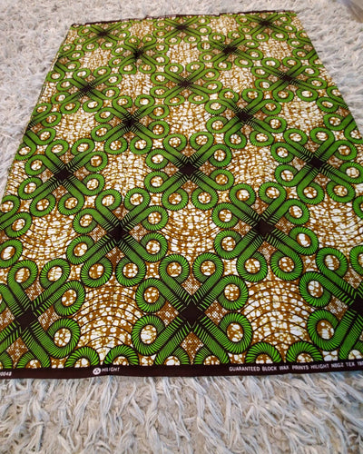Green and Brown Multicolor African Ankara Print Fabric