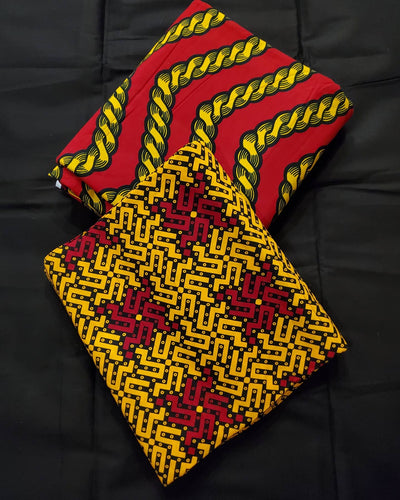Red and Yellow Mix and Match African Print Fabric, Ankara Fabric