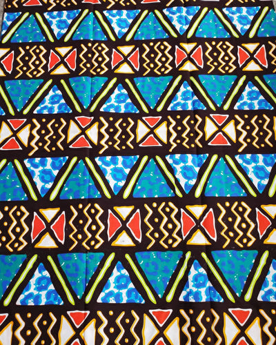 Brown, Blue, Orange and Blue Tribal African Ankara Fabric