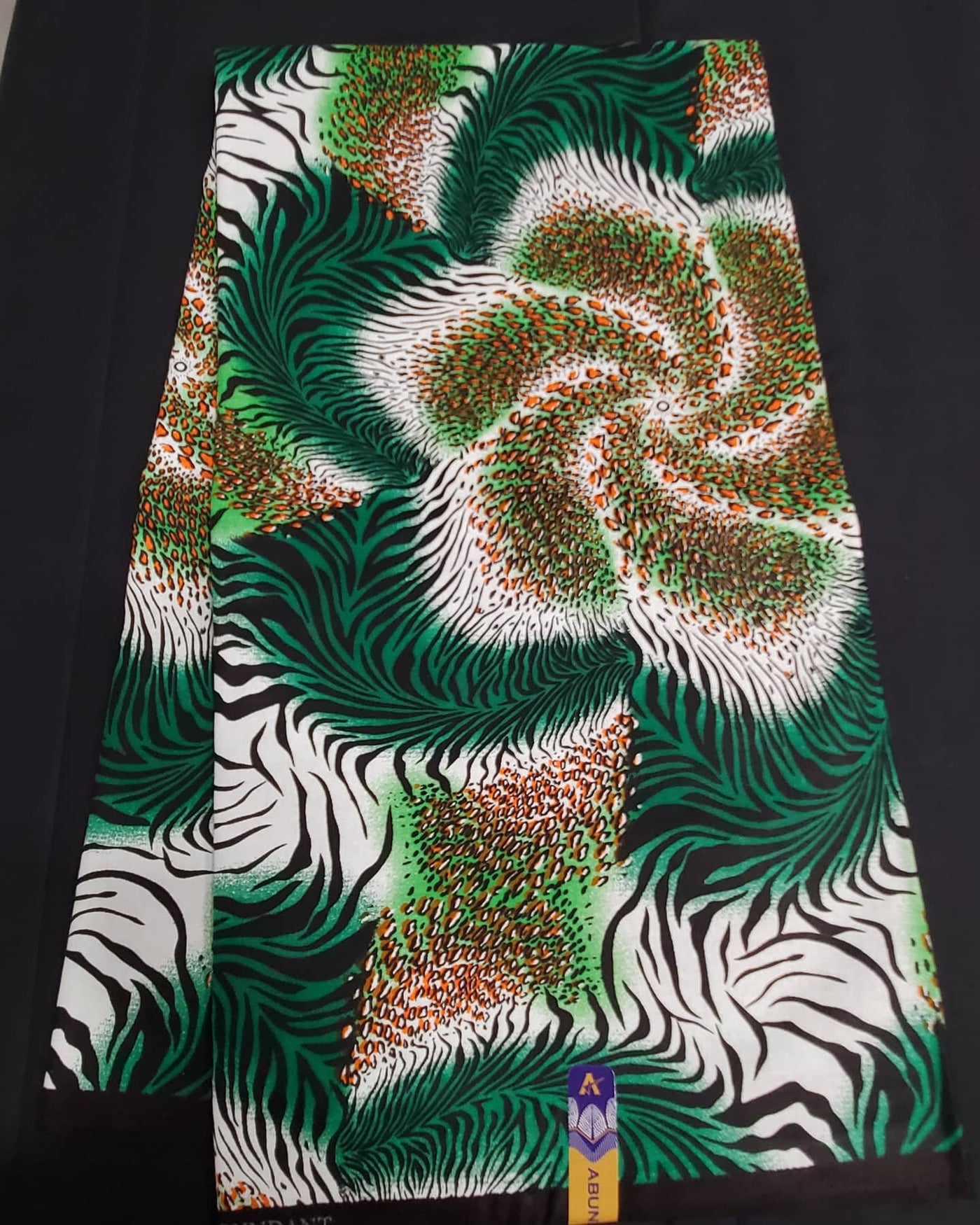 Green and White Multicolor African Ankara Print Fabric