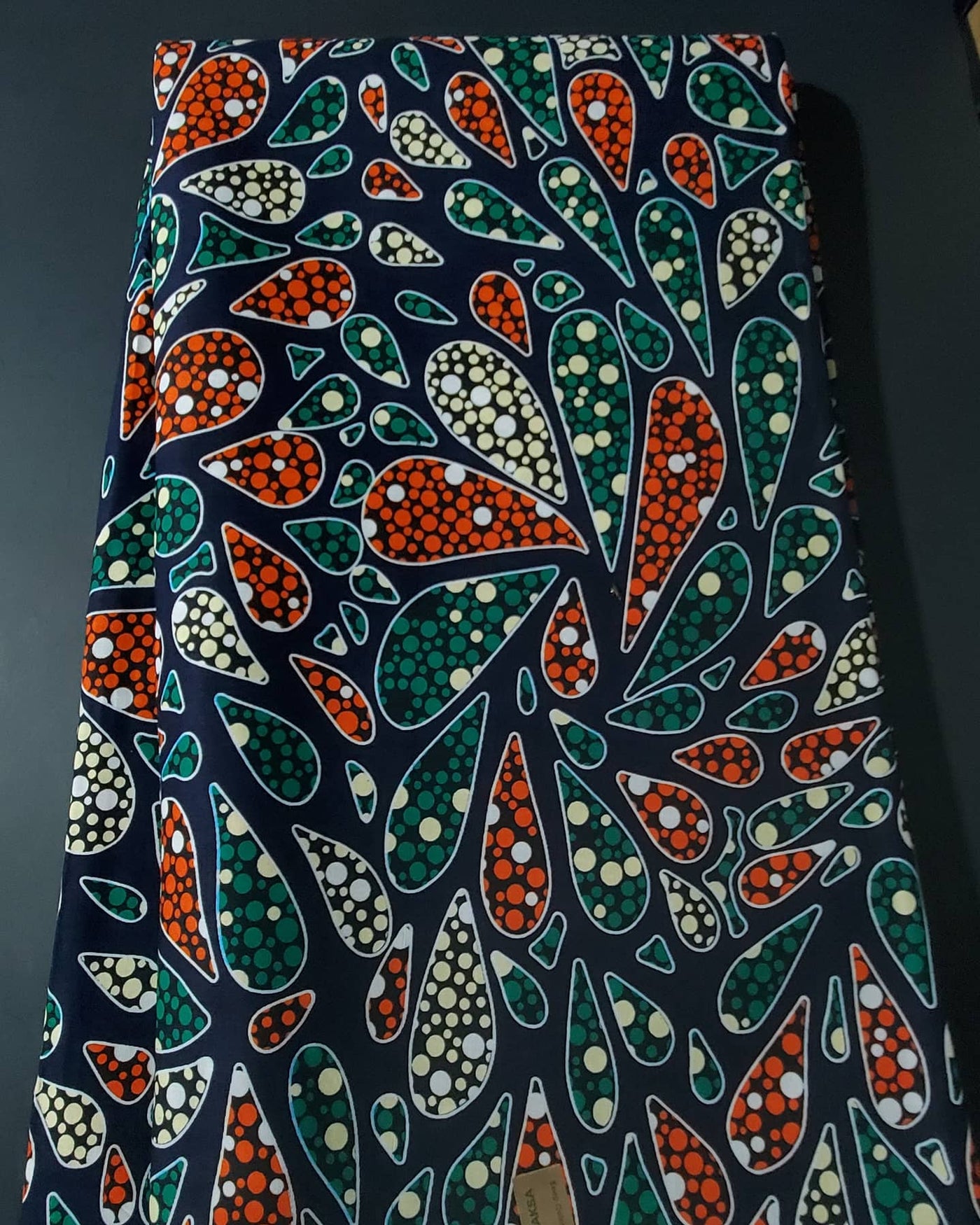 Navy, Green, Blue and Orange African Ankara Fabric