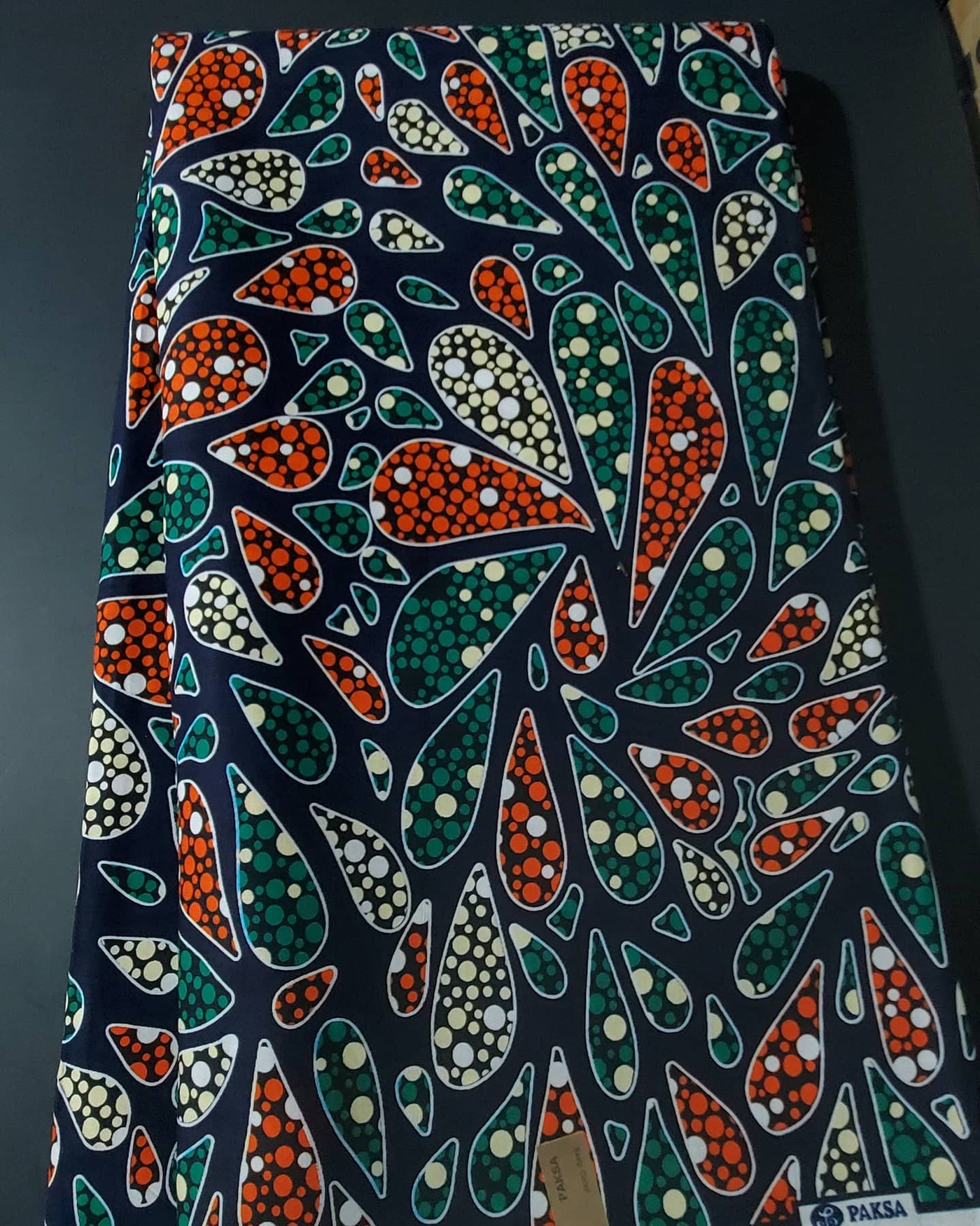 Navy, Green, Blue and Orange African Ankara Fabric