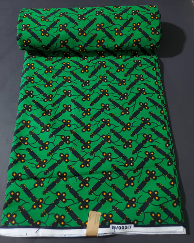 Green and Black Multicolor African Ankara Fabric