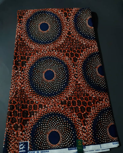 Brown and Navy African Ankara Fabric