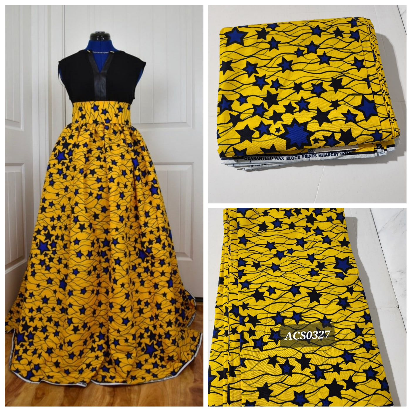 Blue and Yellow Ankara Fabric, ACS0327