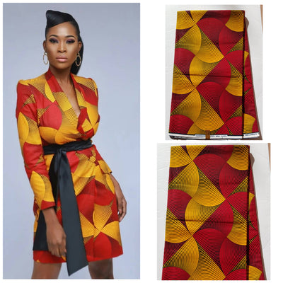 Yellow and Red Ankara Fabric, ACS0125