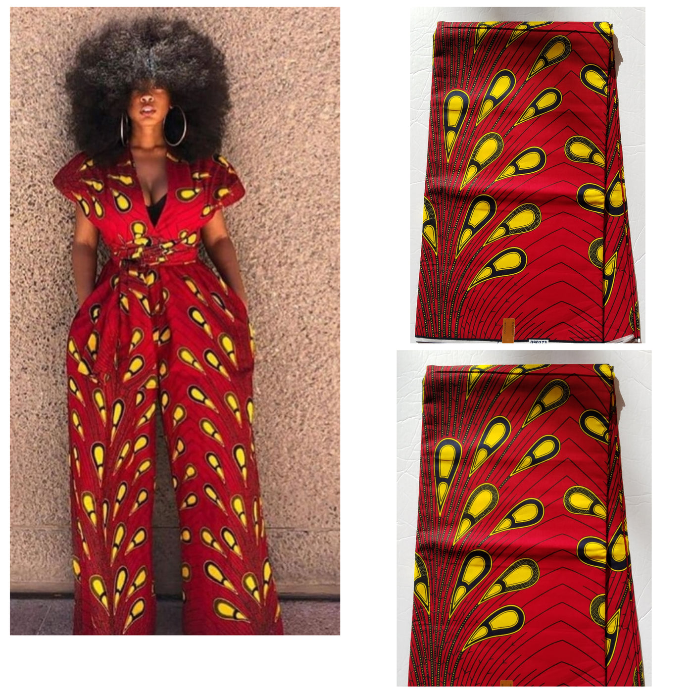Red and Yellow Rainburst African Ankara Fabric
