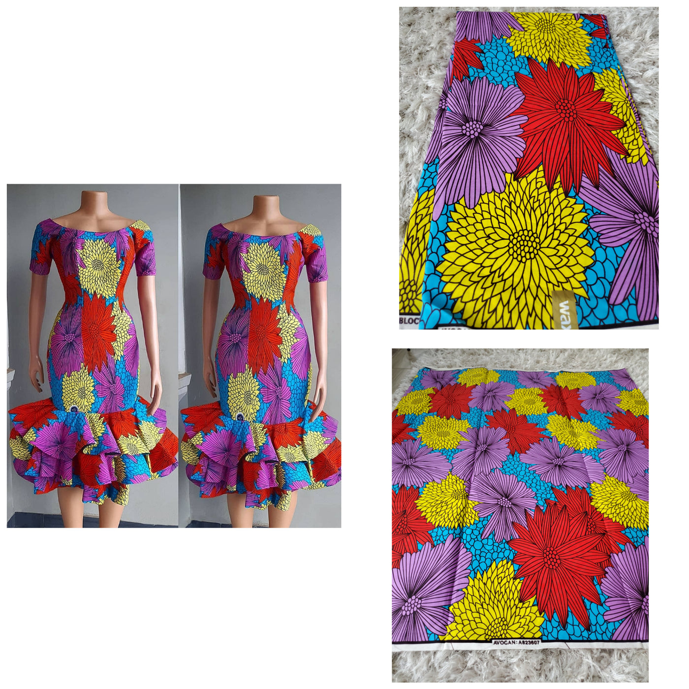 Purple Multicolor African Ankara Print Fabric