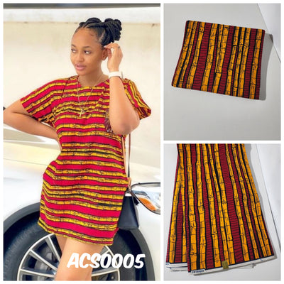 Yellow and Red Ankara Print Fabric, ACS0005