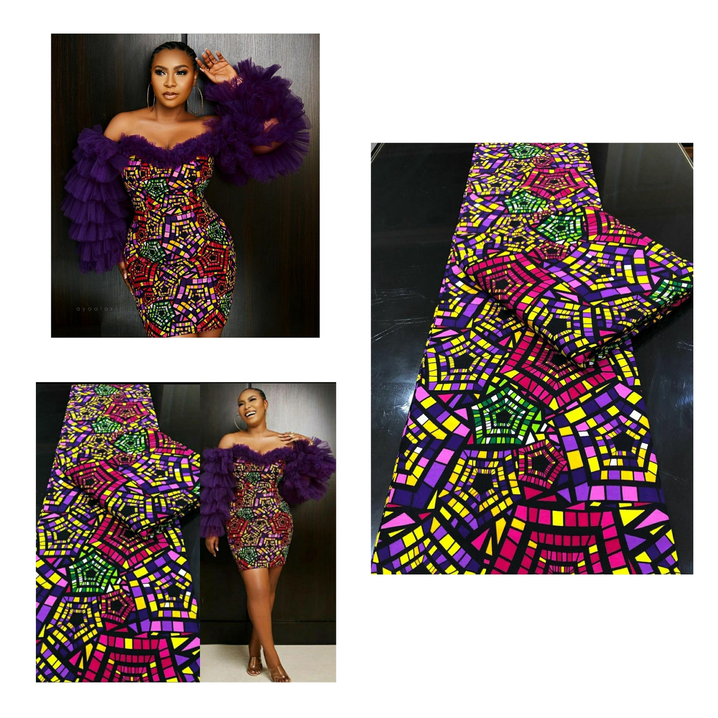 Purple Multicolor African Ankara Fabric