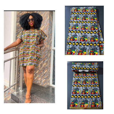 Gray Africa Tribal Ankara Fabric