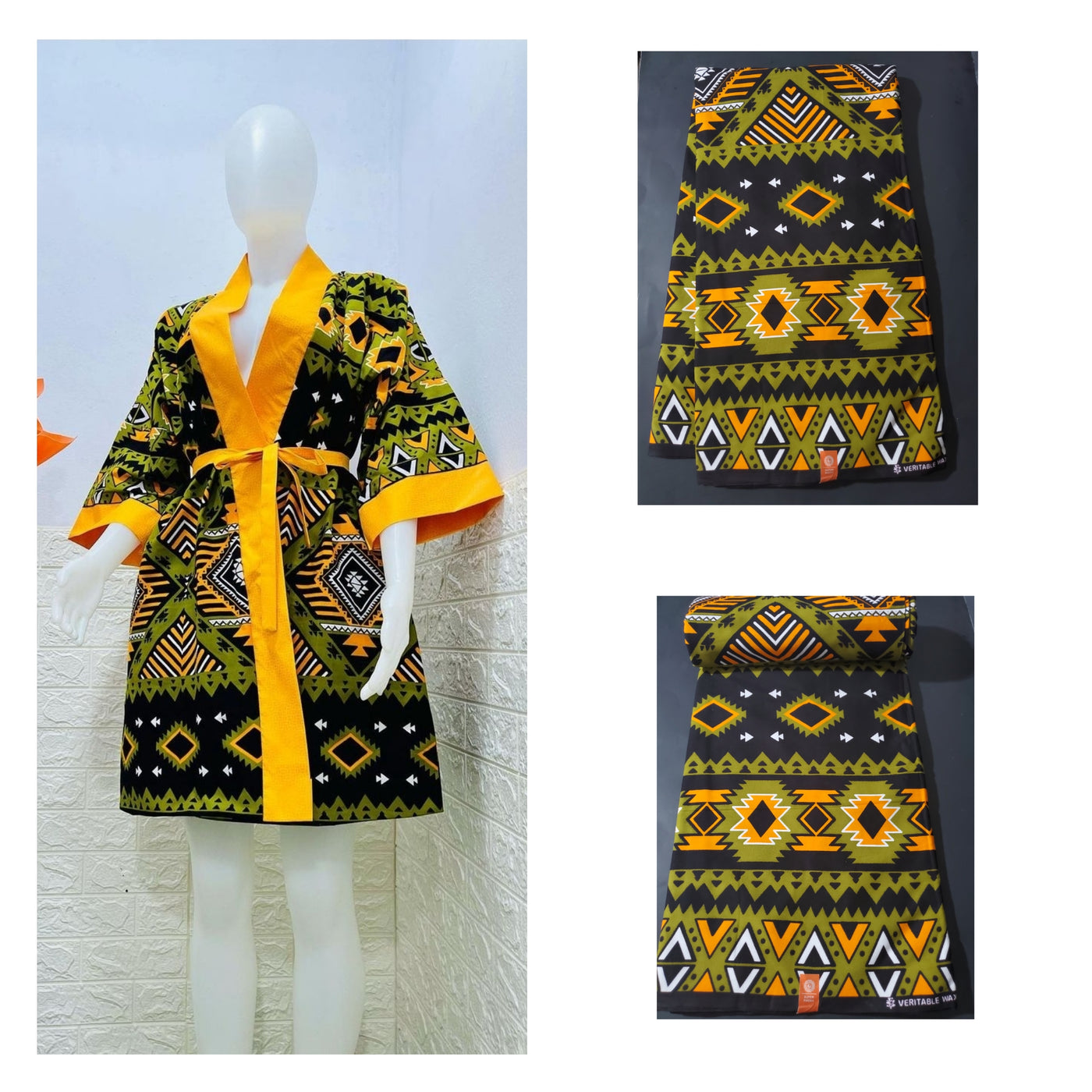 Black, Green, Yellow and White Multicolor African Ankara Fabric