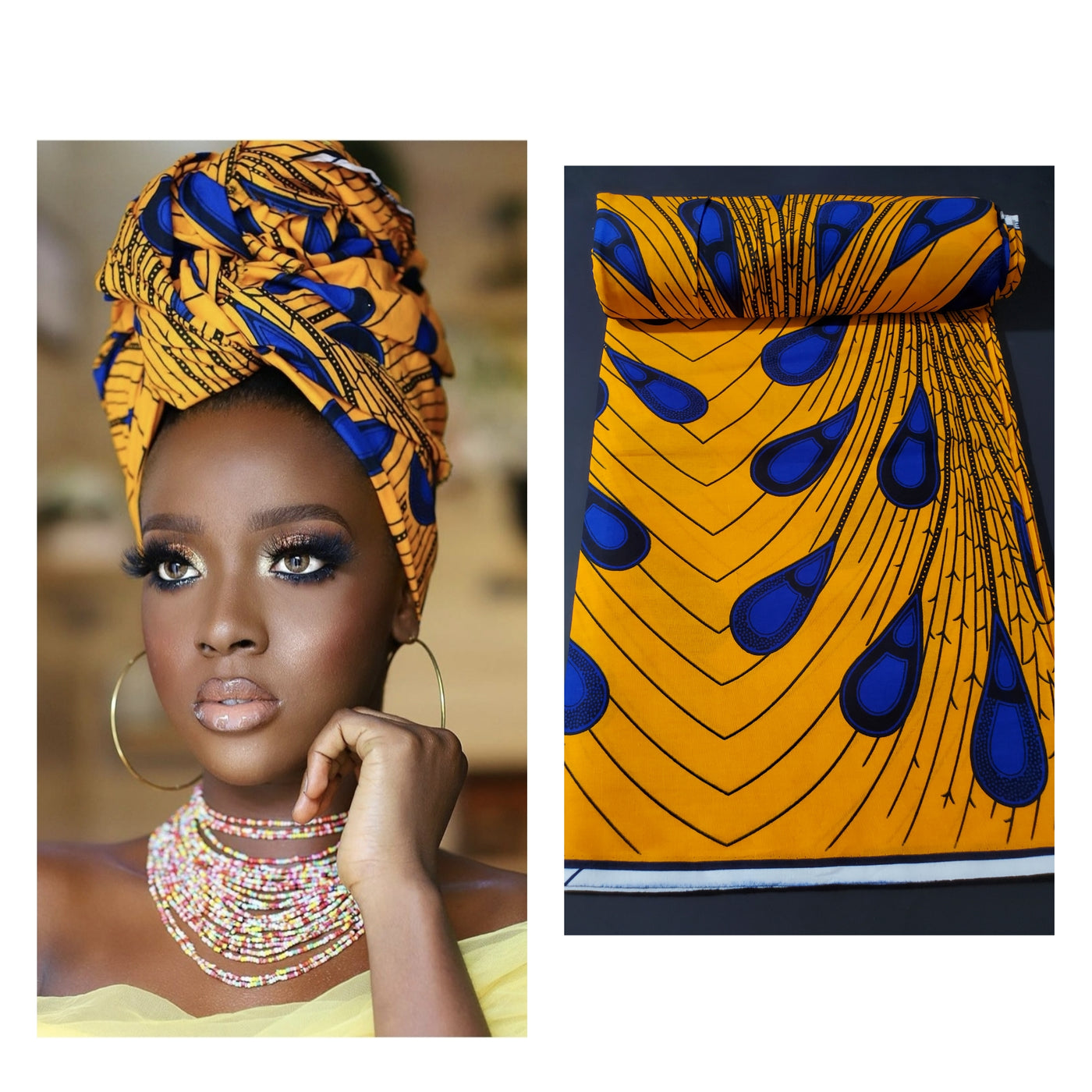 Yellow Rainburst Headwrap, African Fabric Headwrap. Ankara Headwrap