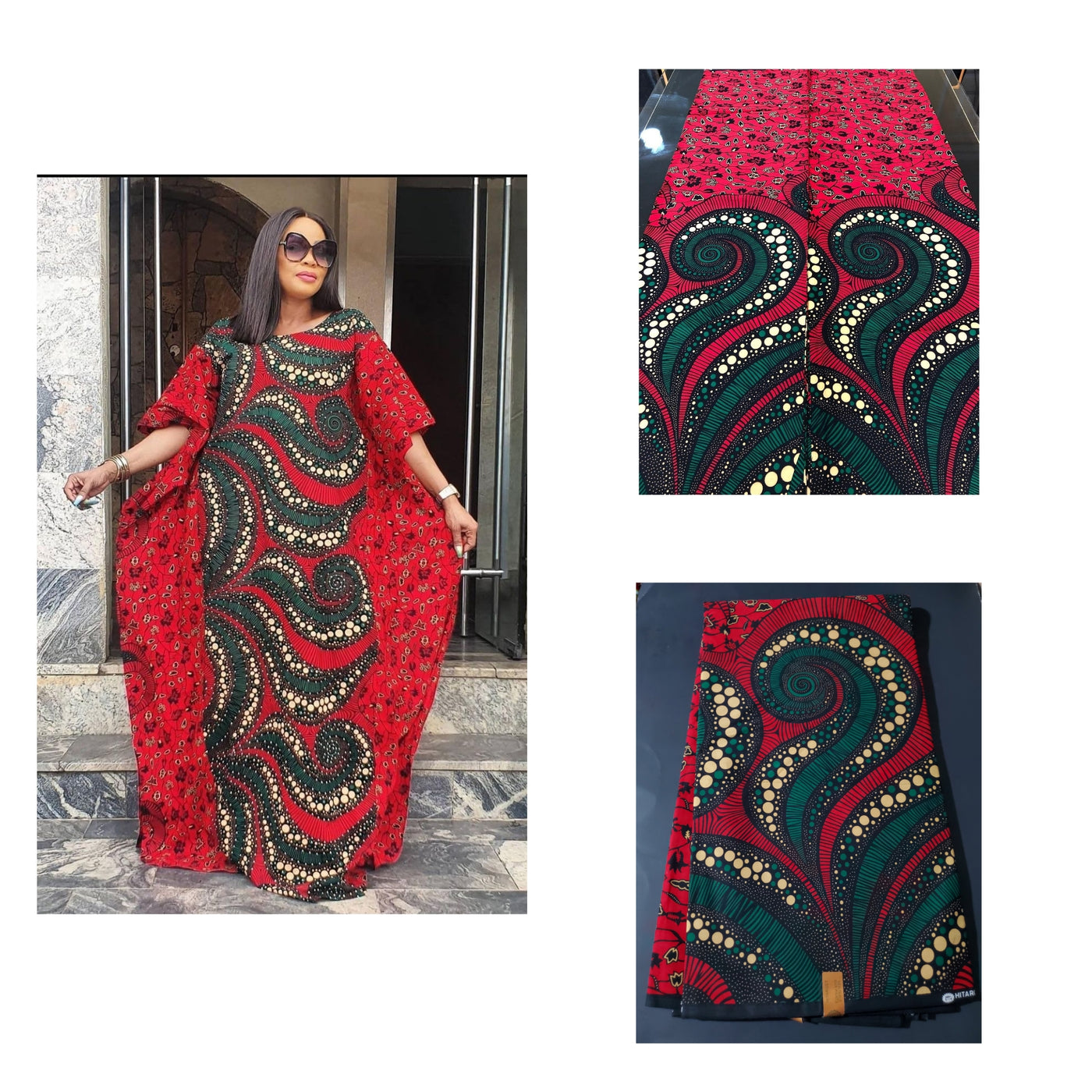Red, Green and Black African Ankara Fabric